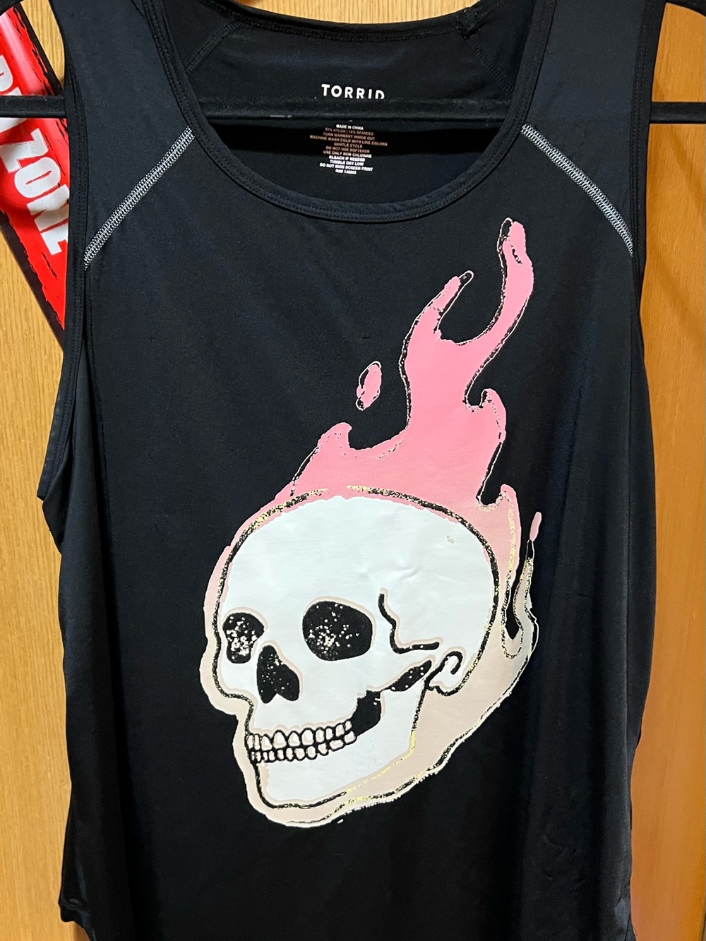 Torrid Black Tank with Pink Flaming Skull Graphic
